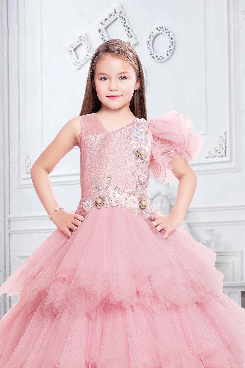 English Pastel Pink Sequence Birthday Short Ball-Gown Dress for Baby T –  HOUSE OF CLAIRE
