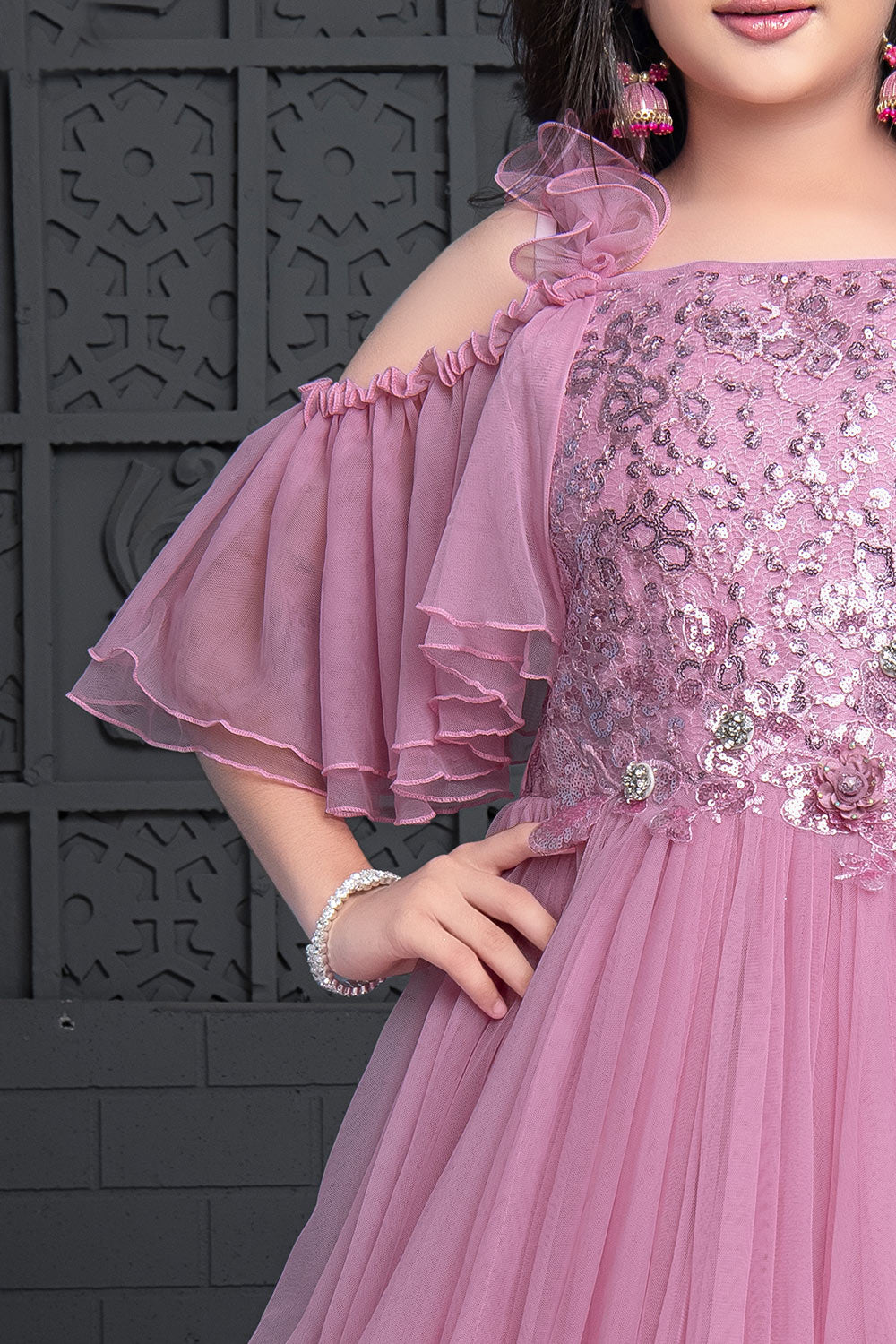 Hitha Layered Organza Dress - Rose Gold – Kavitha Gutta