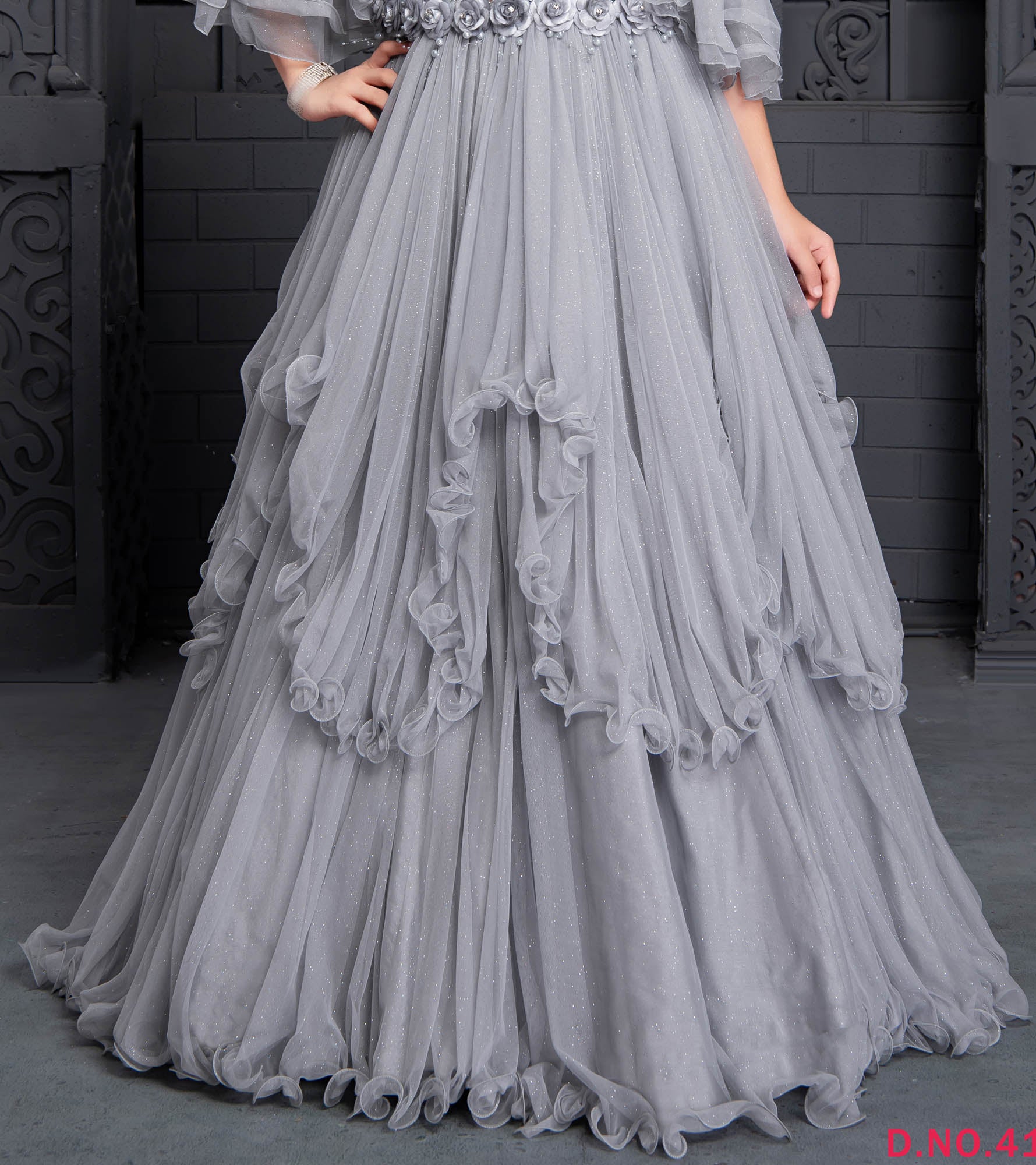 Blue Hills Tokyo Fancy Georgette Long Gown Style With Full Sleeves And  Center Cut Casual Wear